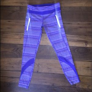LULULEMON ,Purple stripes leggings (6)w/mesh